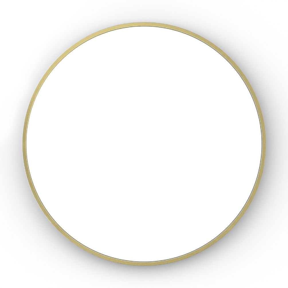 Front facing product cut out photo of the Origins Living Lomax 600mm x 600mm Brushed Brass Round Mirror LMX-00D060-BB
